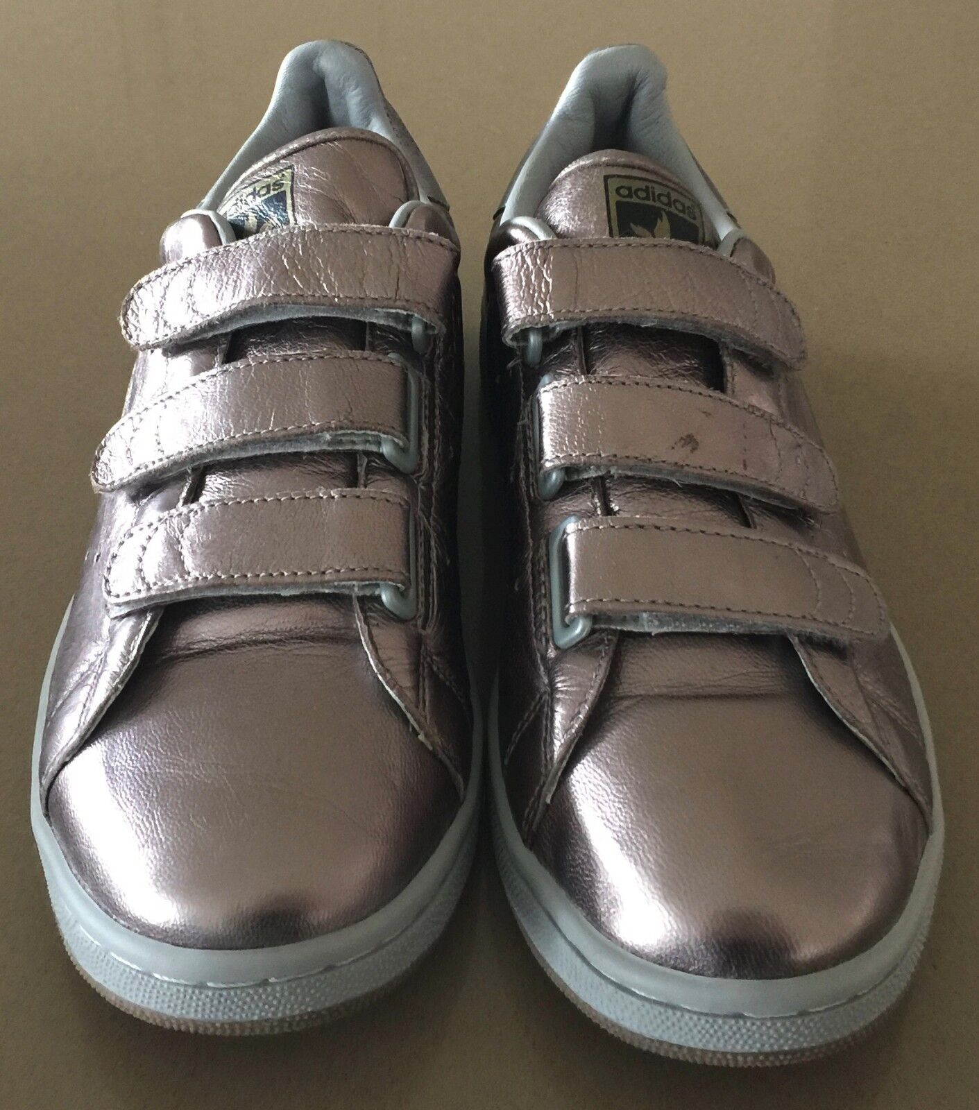 STAN SMITH ADIDAS Trainers Pewter Hook & Loop Shoes Size US8 UK6.5 28cm NEW