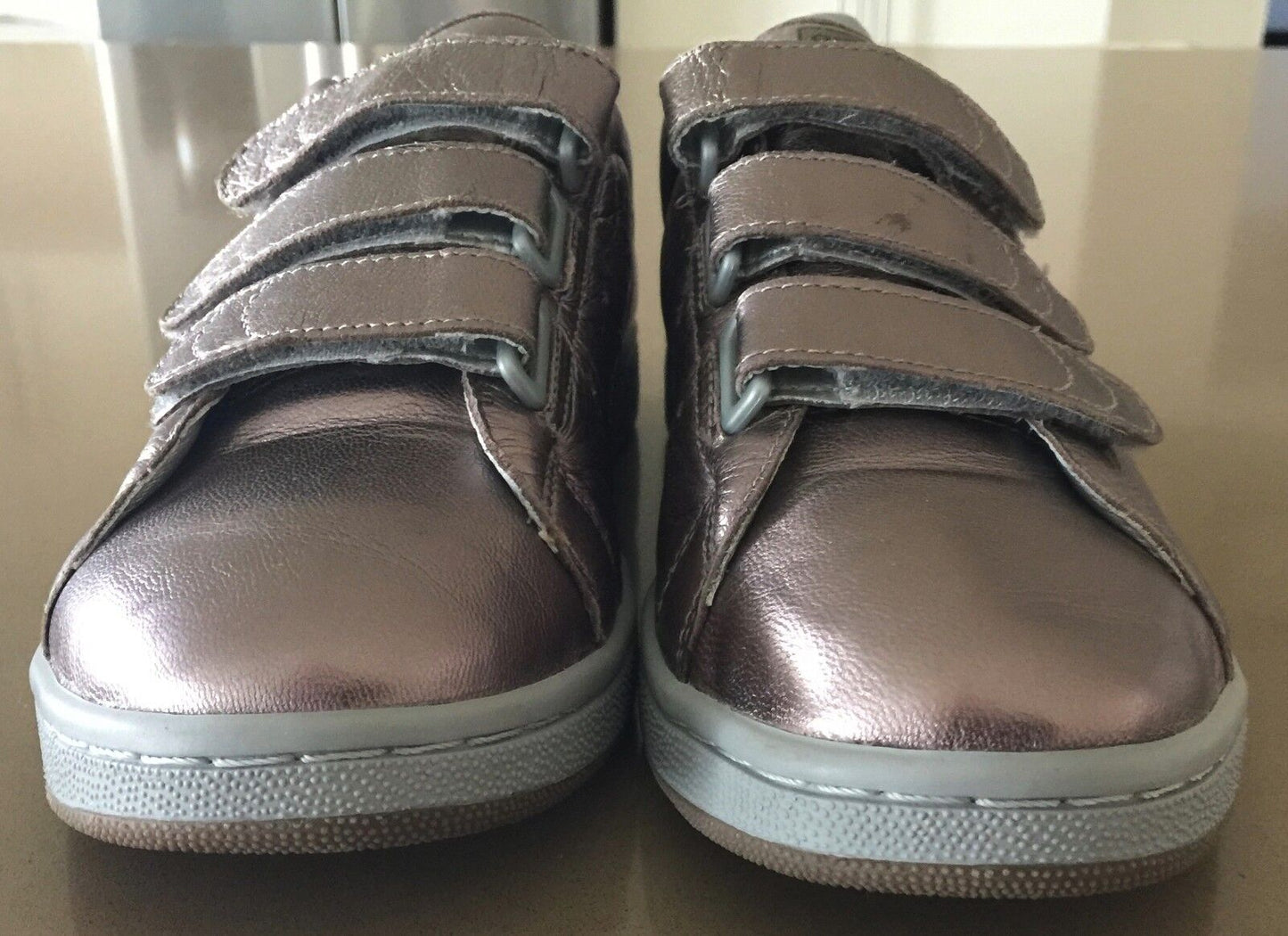STAN SMITH ADIDAS Trainers Pewter Hook & Loop Shoes Size US8 UK6.5 28cm NEW