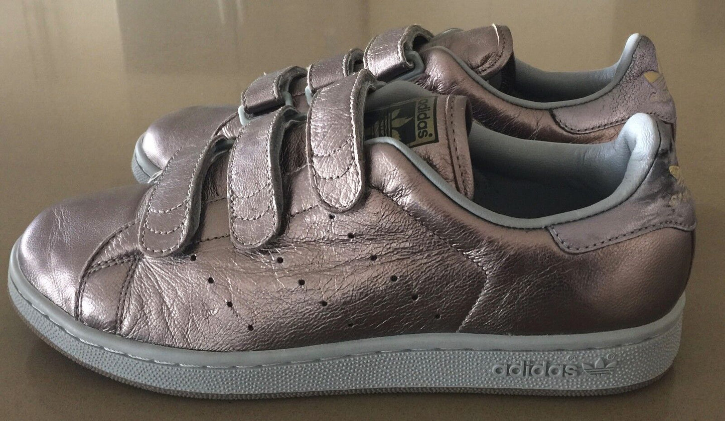 STAN SMITH ADIDAS Trainers Pewter Hook & Loop Shoes Size US8 UK6.5 28cm NEW