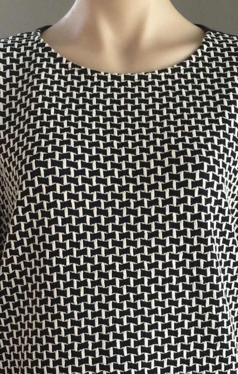 TEMT Tunic Top Mini Dress Navy & White Long Sleeve Geo Ladies Size XL 14 NEW