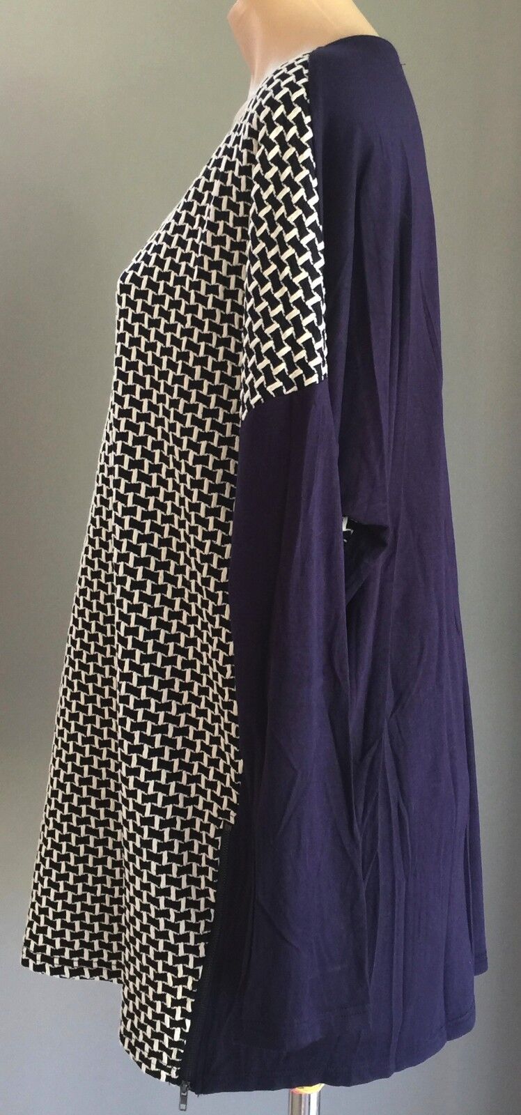 TEMT Tunic Top Mini Dress Navy & White Long Sleeve Geo Ladies Size XL 14 NEW