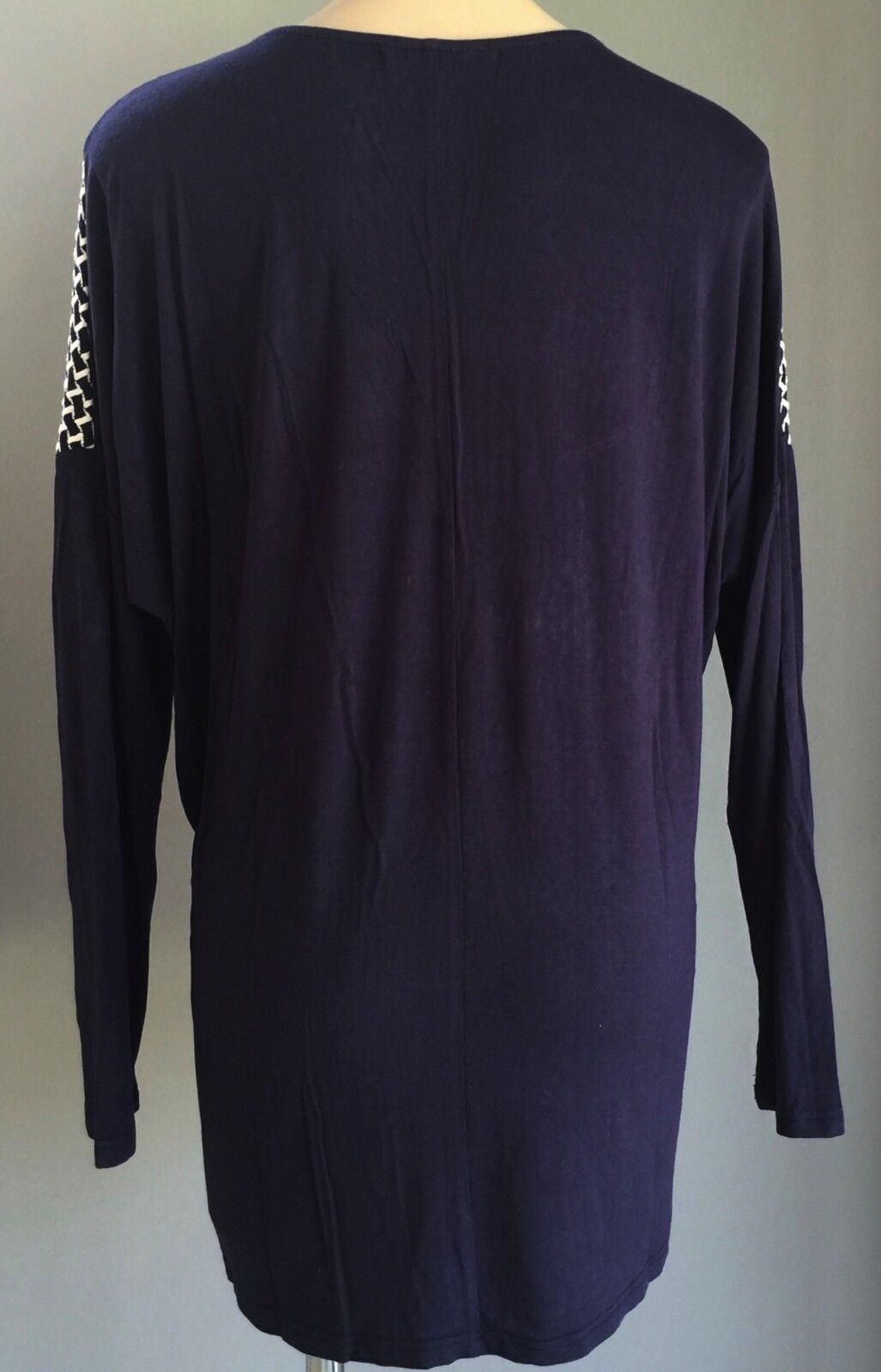 TEMT Tunic Top Mini Dress Navy & White Long Sleeve Geo Ladies Size XL 14 NEW