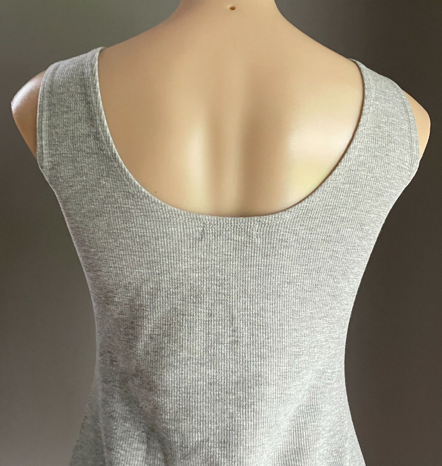 TEMT  Bodysuit Grey Marl Rib Stretch Fabric Chest Tie Sleeveless Size XL NEW