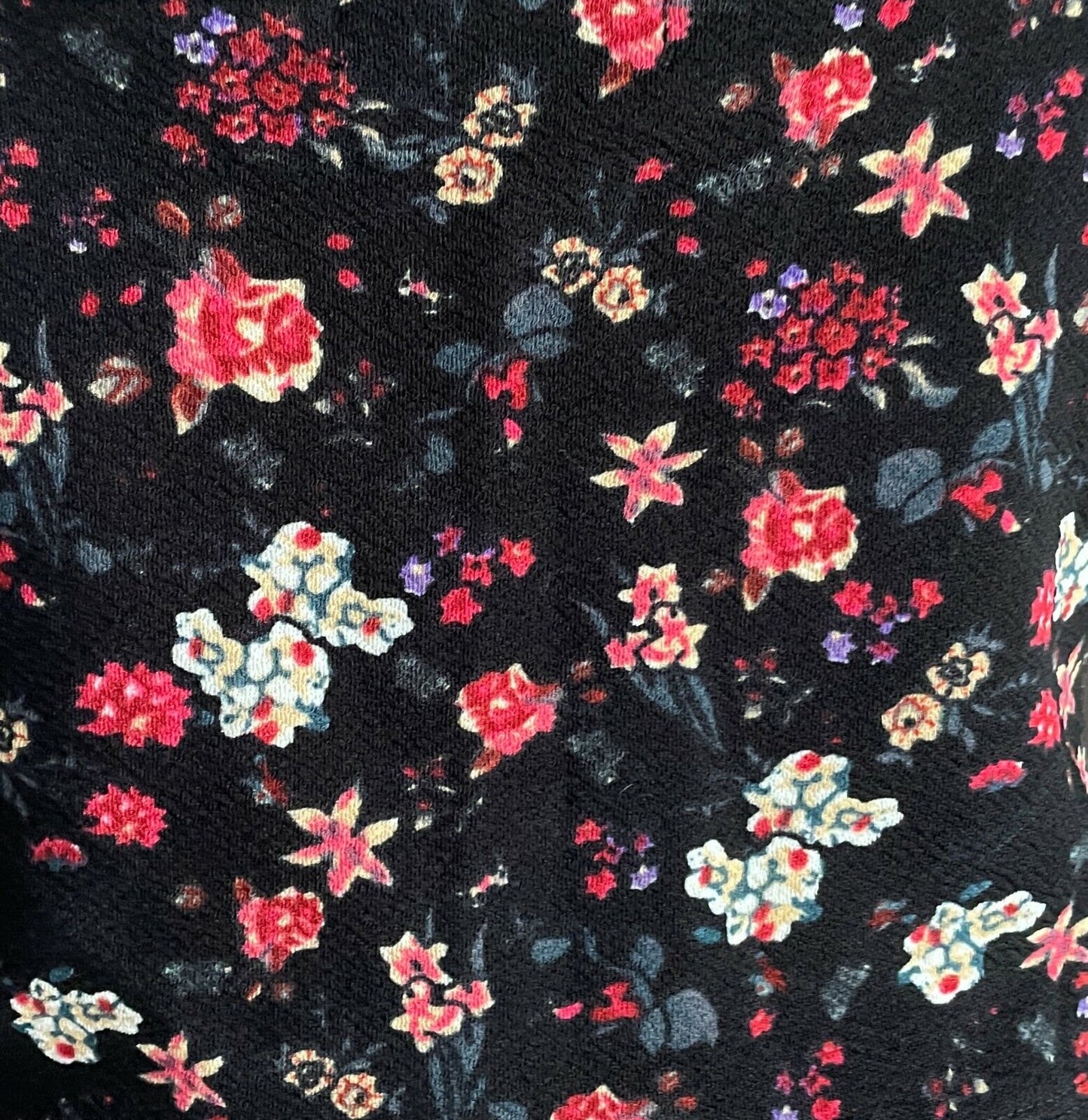 TEMT Crop Top Black Floral Soft Stretch Straps Faux Button Front Size XL  12 NEW