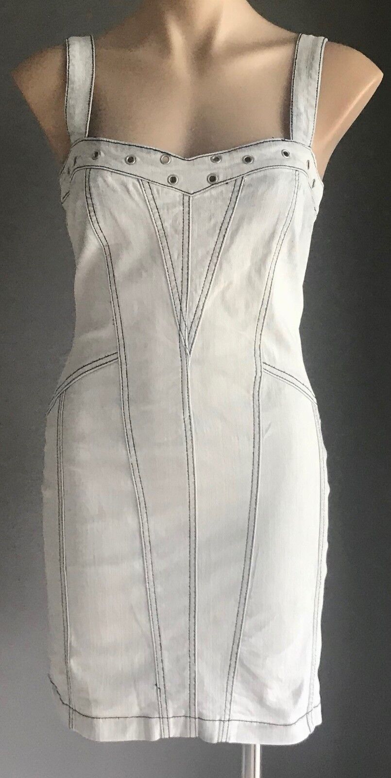 TEMT Bodycon Dress Faded Blue Denim Stretch Sleeveless Size S AU 10 Resort