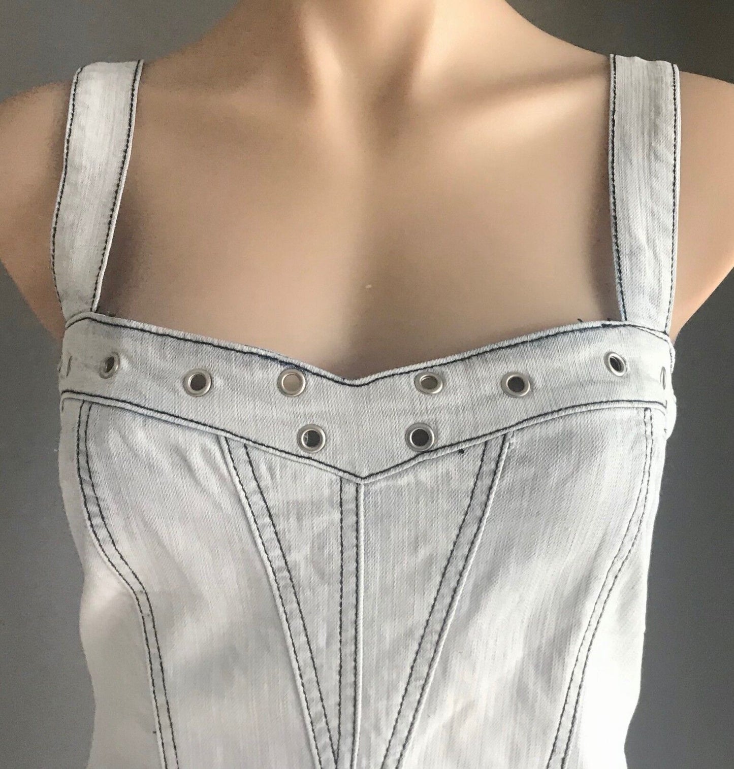 TEMT Bodycon Dress Faded Blue Denim Stretch Sleeveless Size S AU 10 Resort