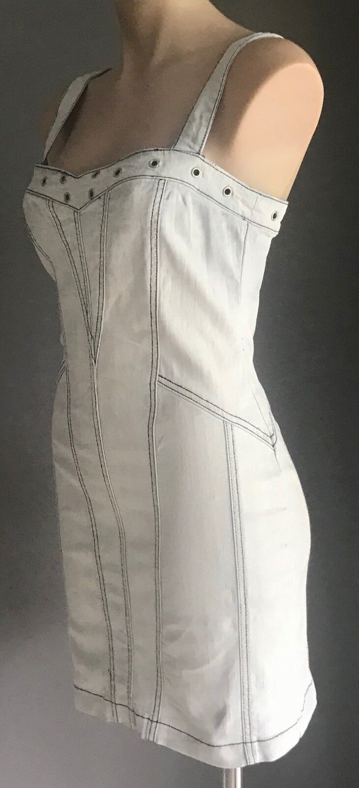 TEMT Bodycon Dress Faded Blue Denim Stretch Sleeveless Size S AU 10 Resort
