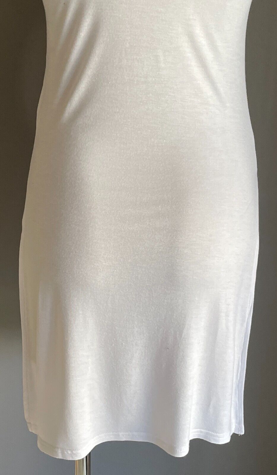 TEMT Top Long Tunic White Sleeveless Turtleneck W Side Slits Size 8 10 NEW