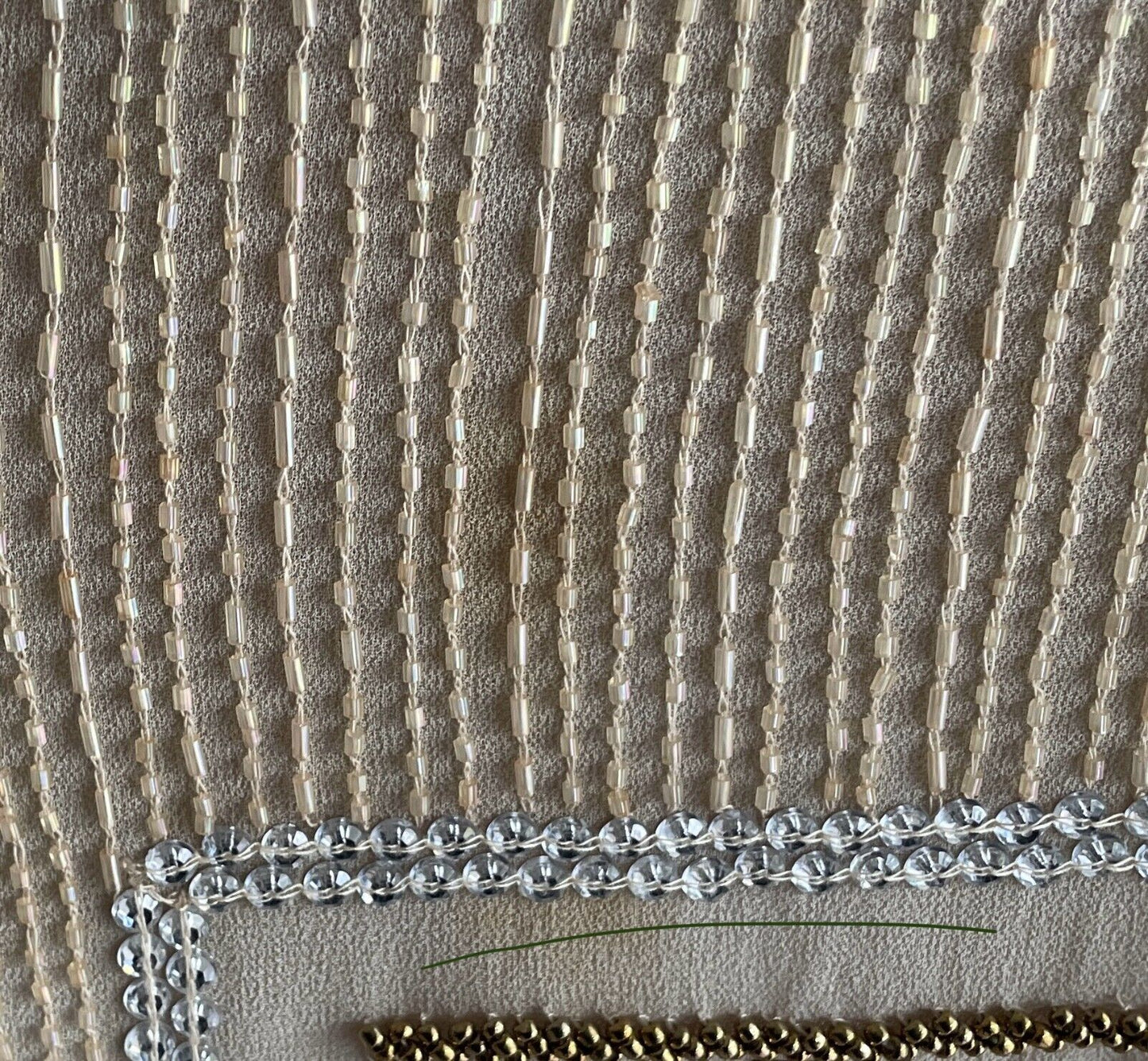 TEMT Top Beige Beaded Pearl Stud Size 14 Hanging Beads Notched Hem Flapper 20s