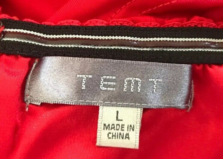 TEMT Corset Top Red Strapless Ruched & Pleated Top Boning Bustier Size L 10 NEW