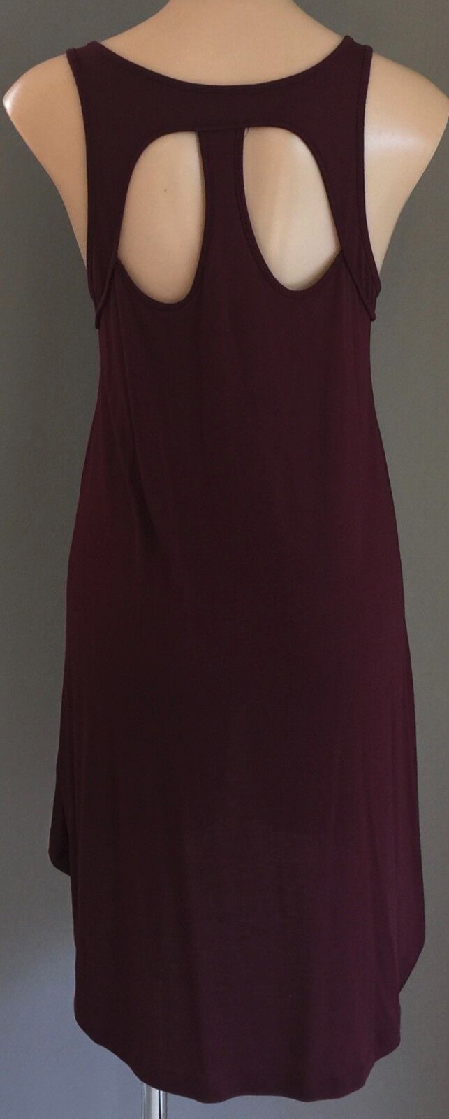 TEMT Dress Burgundy Hi-Lo Cut Out Back Dress Ladies Size M 10 Retro Chic