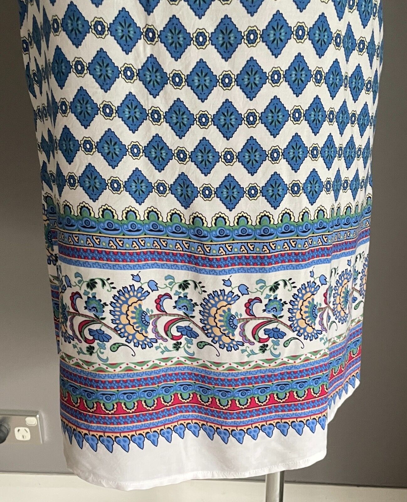 MIRACLE Cotton Shift Dress Multicolour Print Short Cuffed Sleeves Size 12 NEW