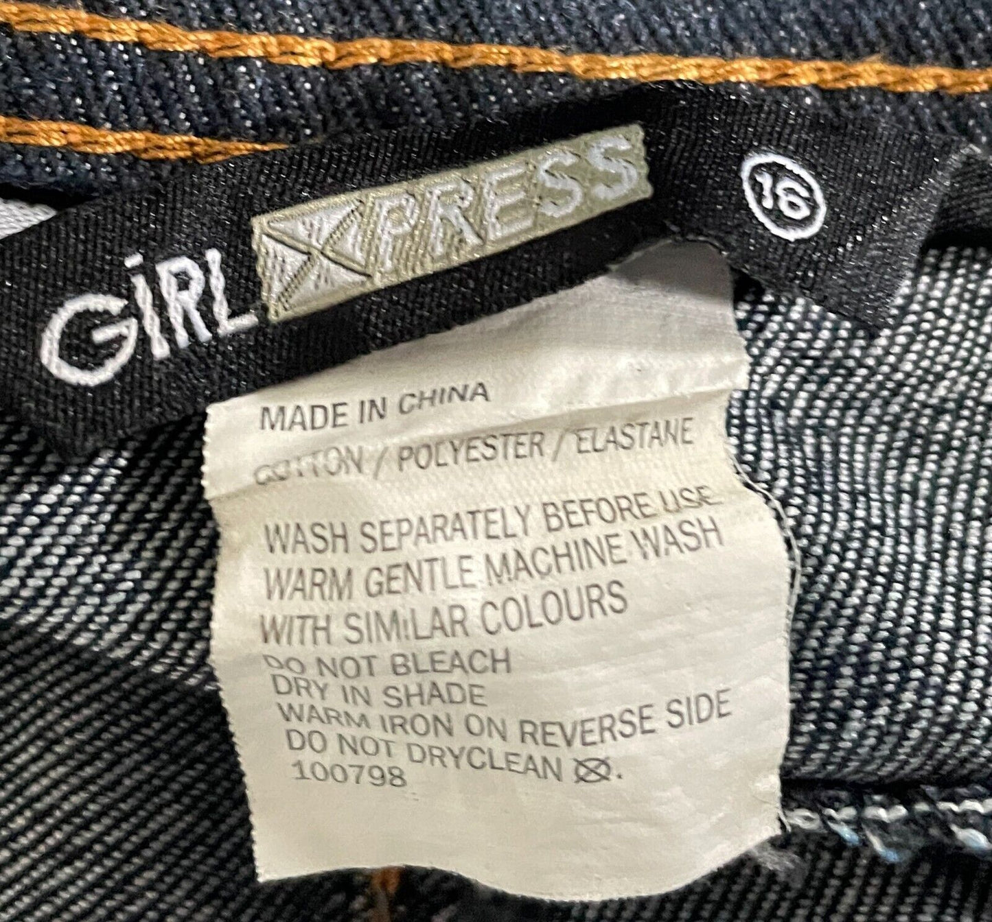 GIRL XPRESS Size 16 Jeans Dark Blue Denim Straight Leg Full Length