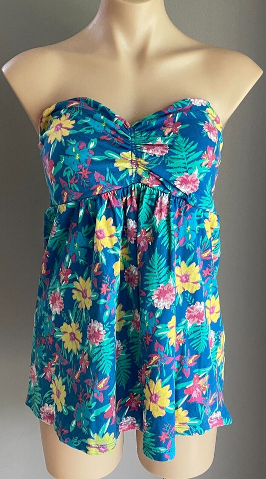 GIRL XPRESS Strapless Top Babydoll Bright MultiColoured Floral Print Size 16
