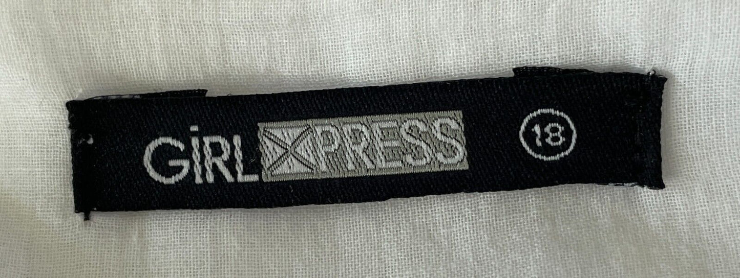 GIRL XPRESS  Dress White Cotton BabydollLined Size 18 Waist Tie Pin Tuck Detail
