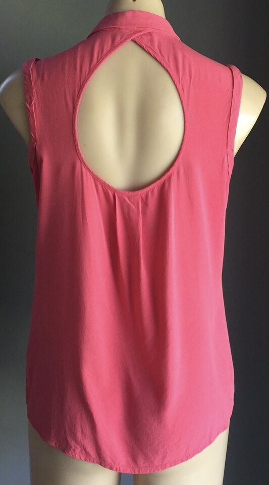 JUST JEANS Top Coral Pink Sleeveless Open Back Shirt Ladies Size 10 NEW