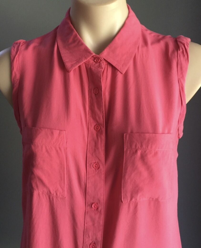 JUST JEANS Top Coral Pink Sleeveless Open Back Shirt Ladies Size 10 NEW