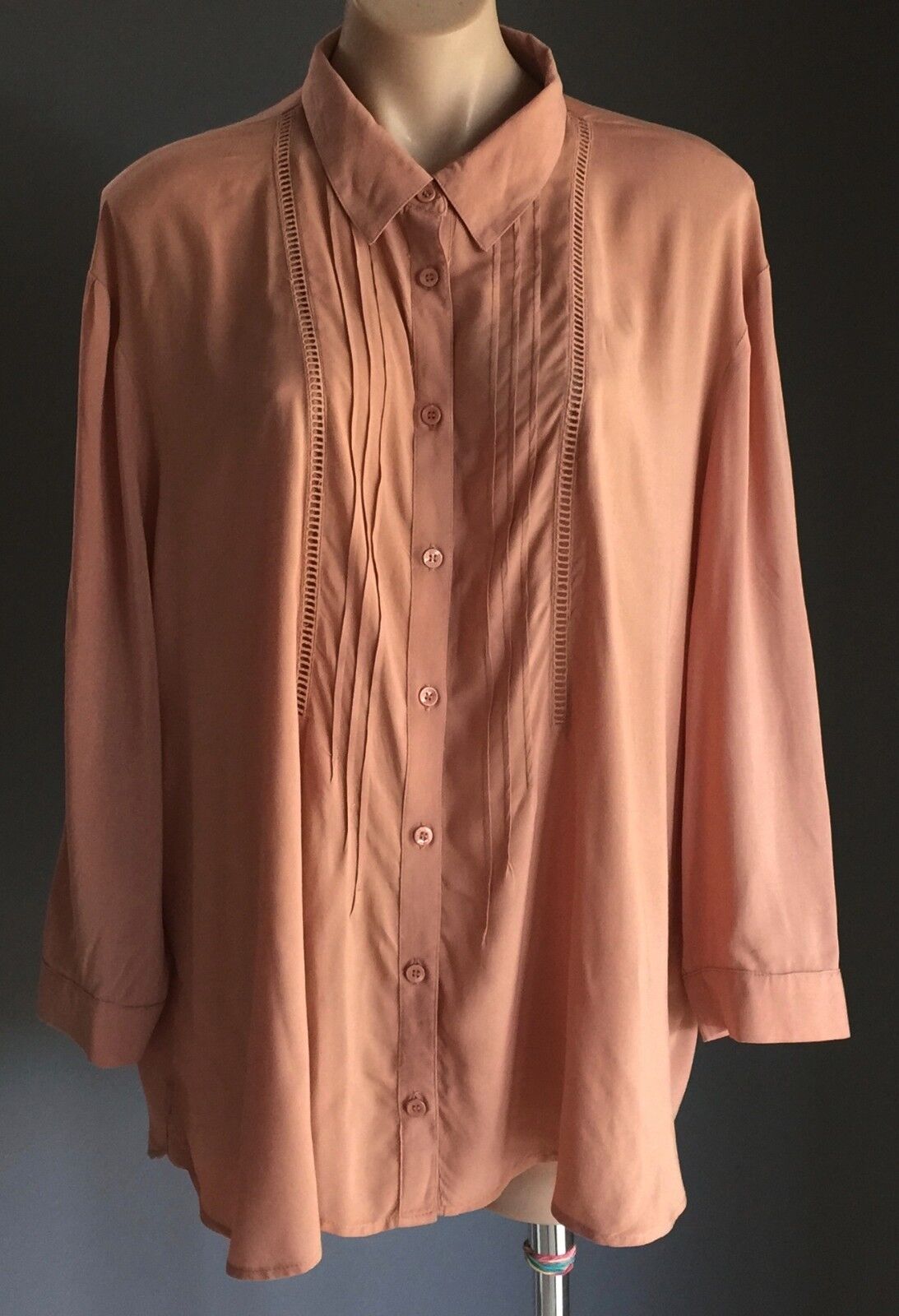 JUST JEANS Top Dusty Pink 3/4 Sleeve Button Up Blouse Shirt 3/4 Sleeve Size 16
