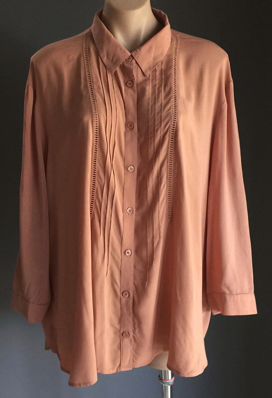 JUST JEANS Top Dusty Pink 3/4 Sleeve Button Up Blouse Shirt 3/4 Sleeve Size 16