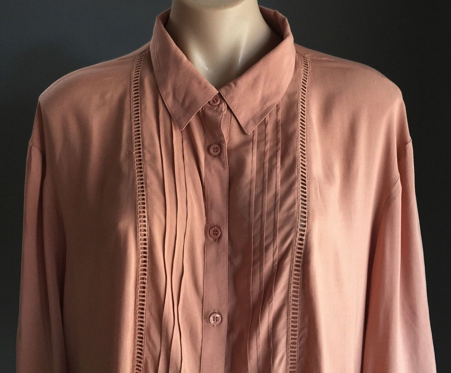 JUST JEANS Top Dusty Pink 3/4 Sleeve Button Up Blouse Shirt 3/4 Sleeve Size 16