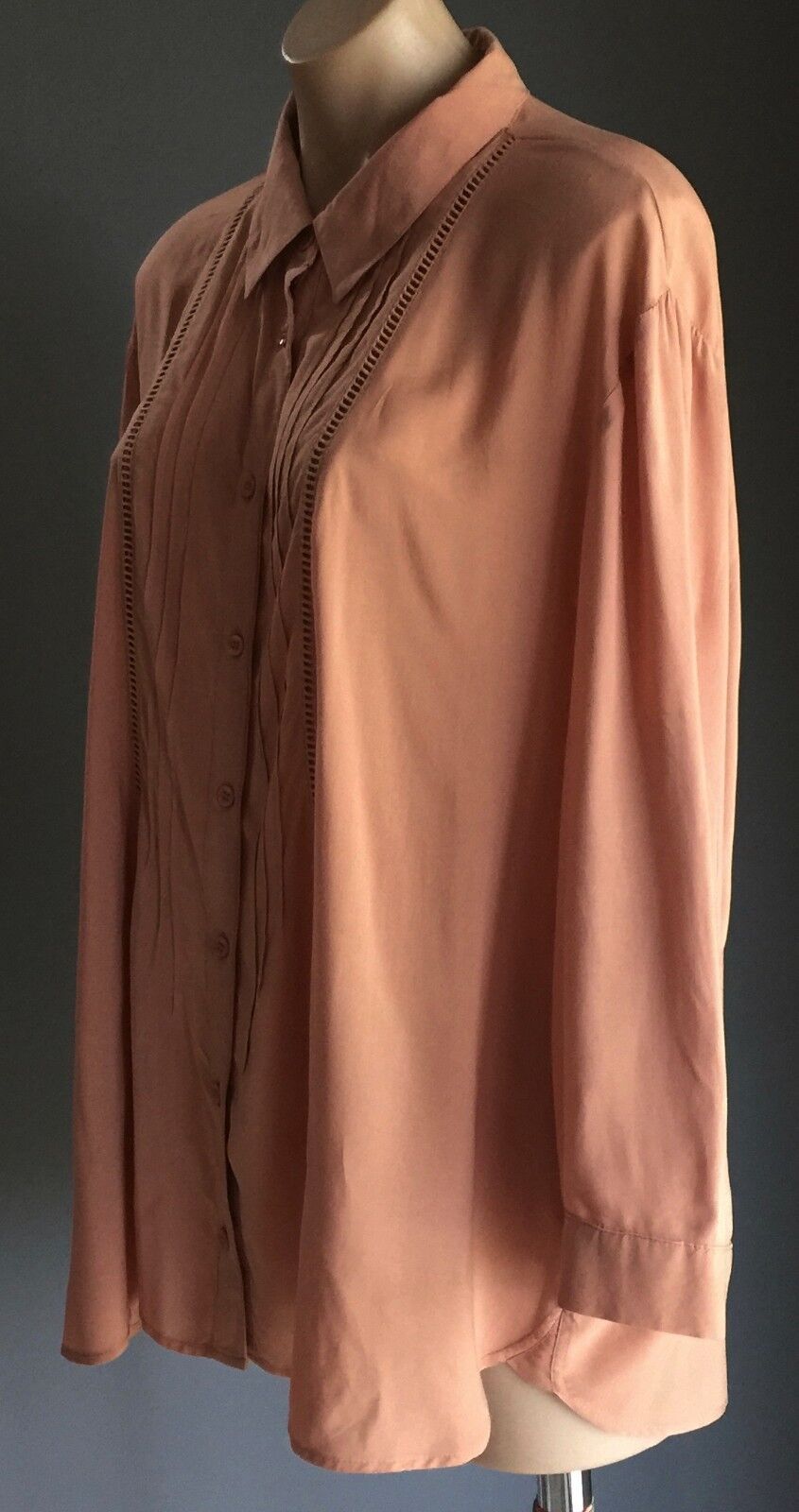 JUST JEANS Top Dusty Pink 3/4 Sleeve Button Up Blouse Shirt 3/4 Sleeve Size 16