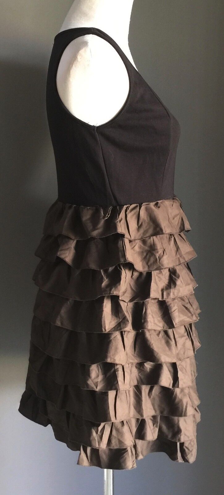 SASS Dress Ra Ra Skirt Black & Brown Ruffles Size 12 Retro Gem Salsa Sassy  Vibe