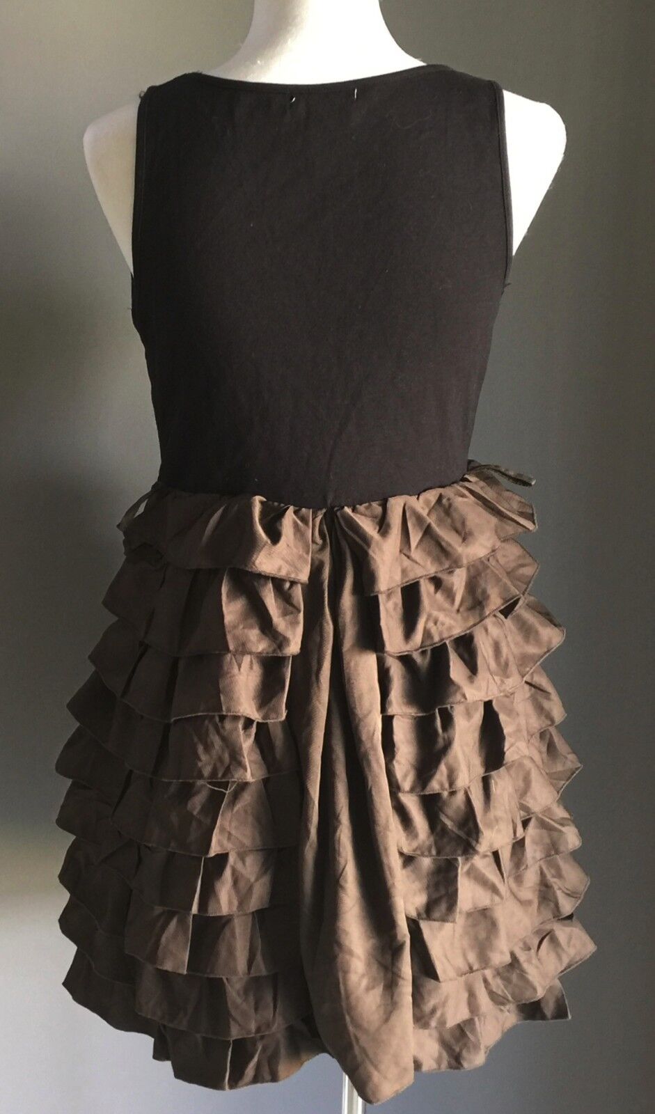 SASS Dress Ra Ra Skirt Black & Brown Ruffles Size 12 Retro Gem Salsa Sassy  Vibe