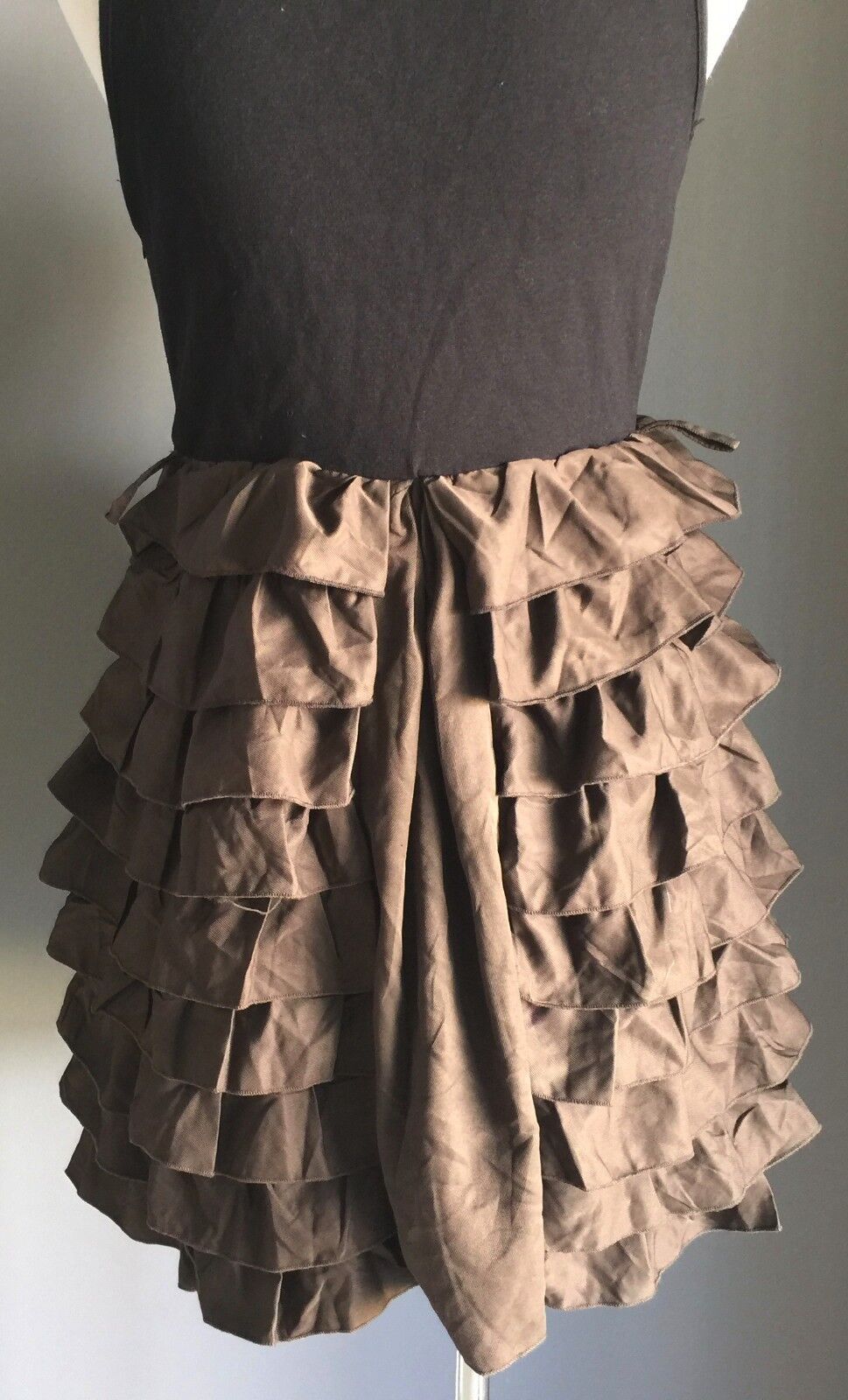 SASS Dress Ra Ra Skirt Black & Brown Ruffles Size 12 Retro Gem Salsa Sassy  Vibe
