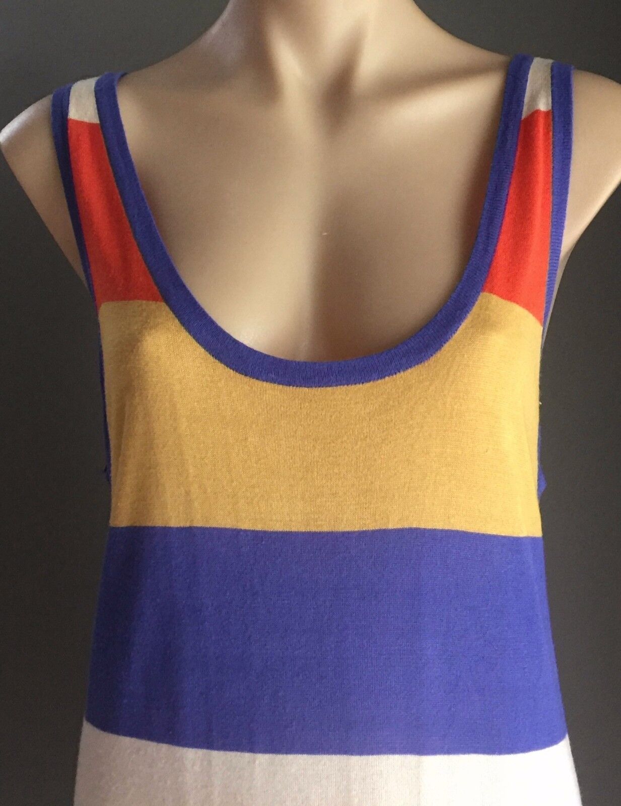 WISH Dress Bright Colour Stripe Sleeveless Sweater Vest Mini Long Top Size 12 M