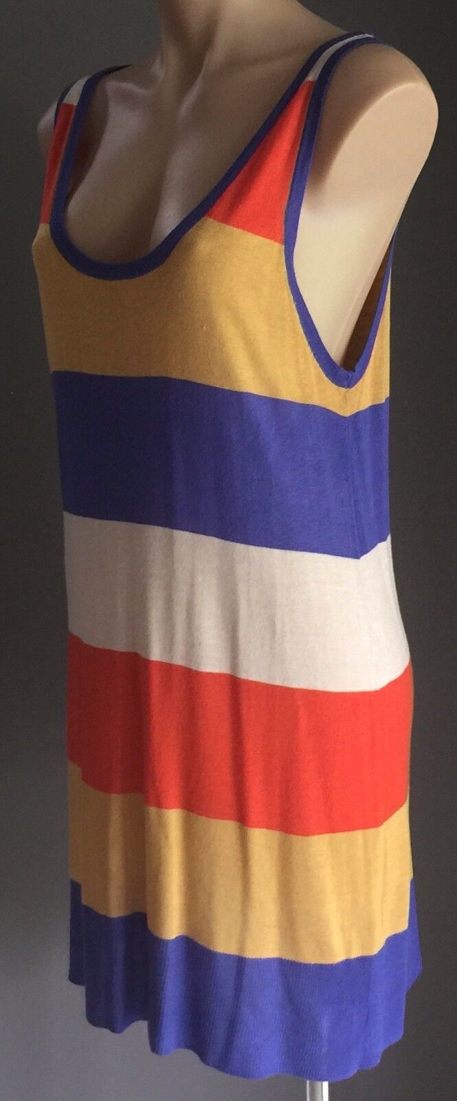 WISH Dress Bright Colour Stripe Sleeveless Sweater Vest Mini Long Top Size 12 M