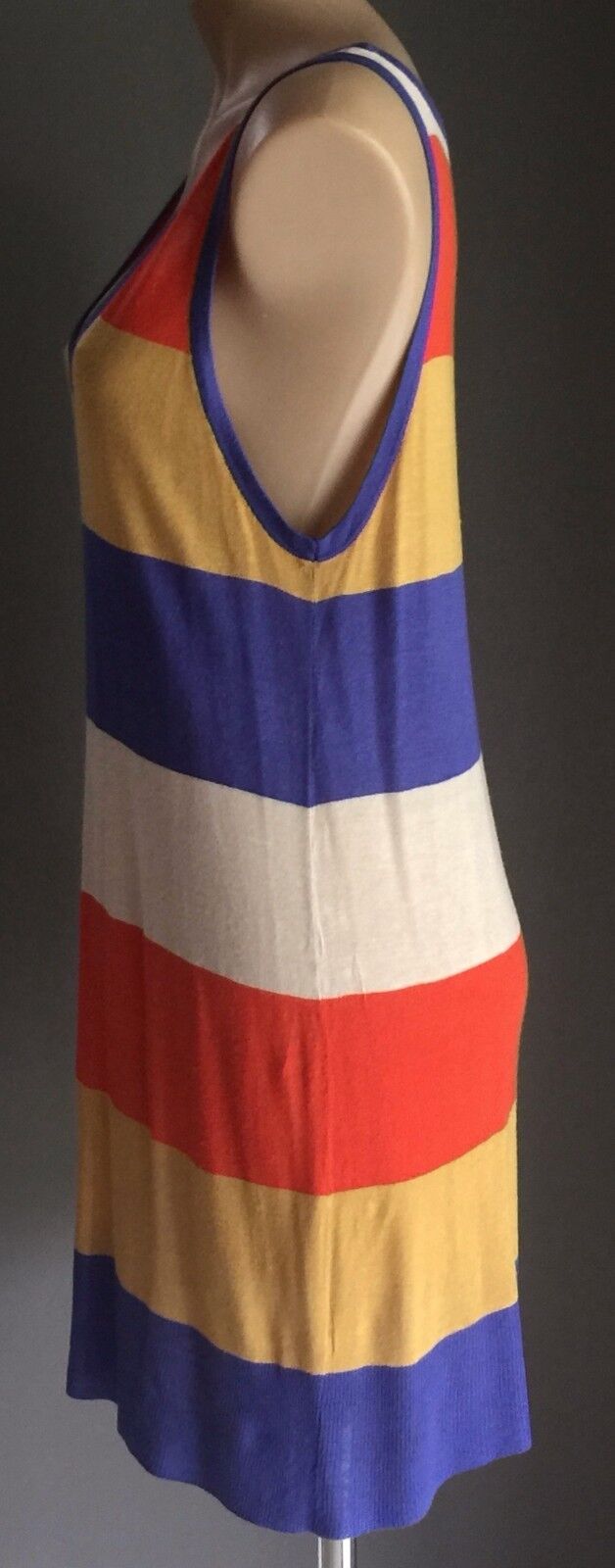 WISH Dress Bright Colour Stripe Sleeveless Sweater Vest Mini Long Top Size 12 M