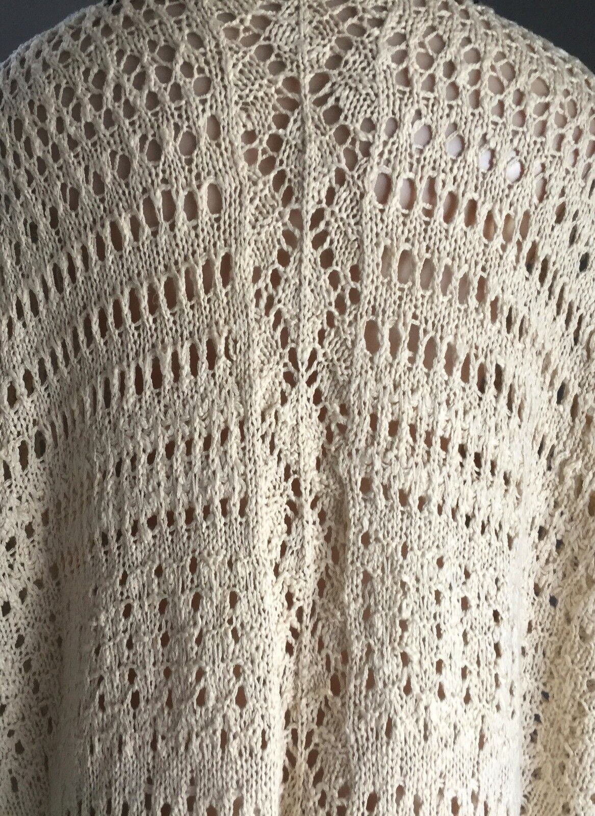 CHICABOOTI  Jacket Knit Drape Cocoon Cardigan Beige Cap Sleeve Open Sz S 10 14