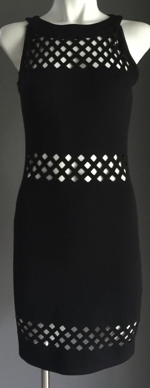 CHICABOOTI  Stretchy Pencil Dress w cutouts  Sassy Black Ladies Sz 8 Sexy NEW