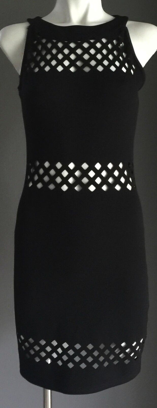 CHICABOOTI  Stretchy Pencil Dress w cutouts  Sassy Black Ladies Sz 8 Sexy NEW