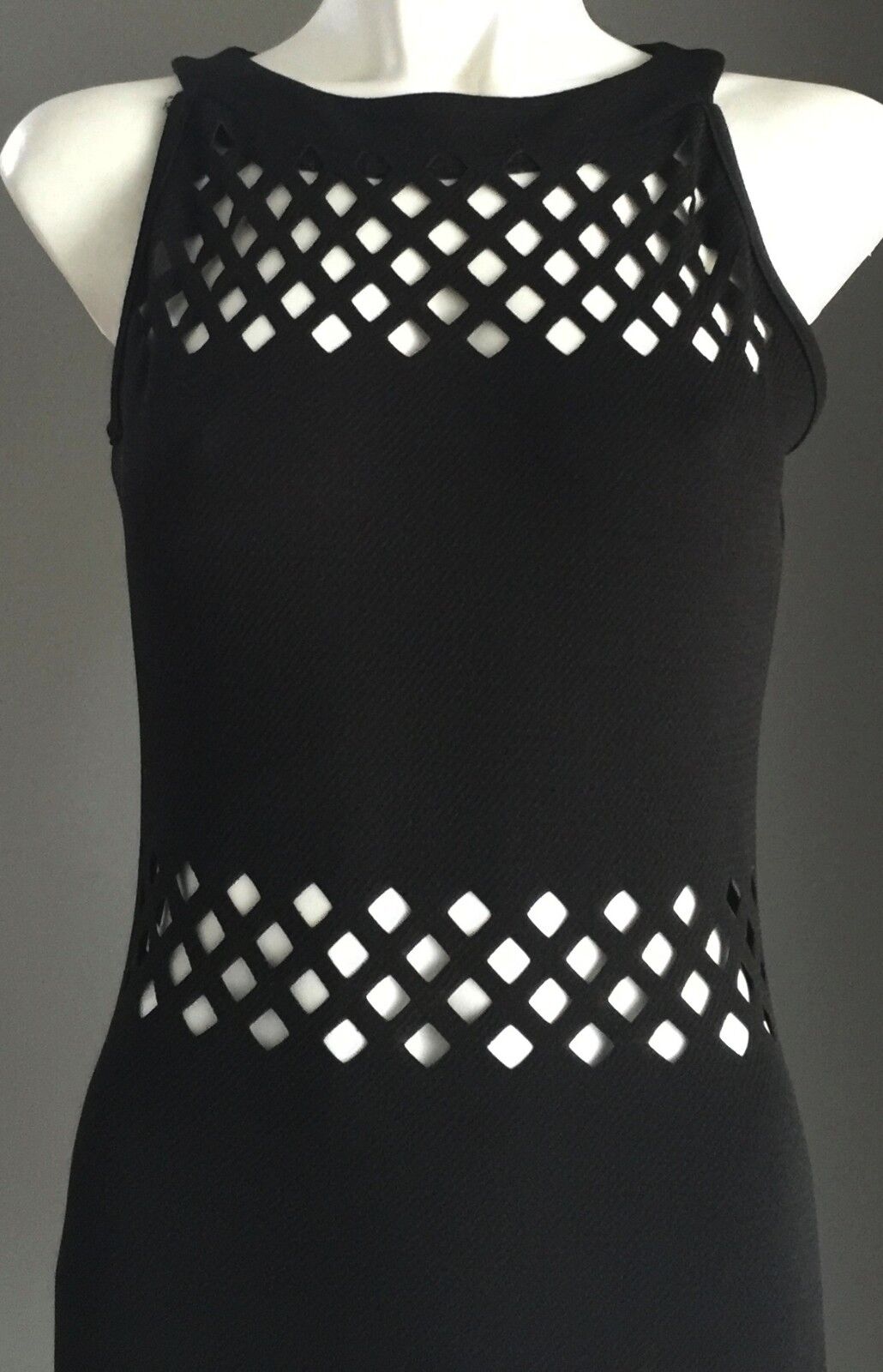 CHICABOOTI  Stretchy Pencil Dress w cutouts  Sassy Black Ladies Sz 8 Sexy NEW