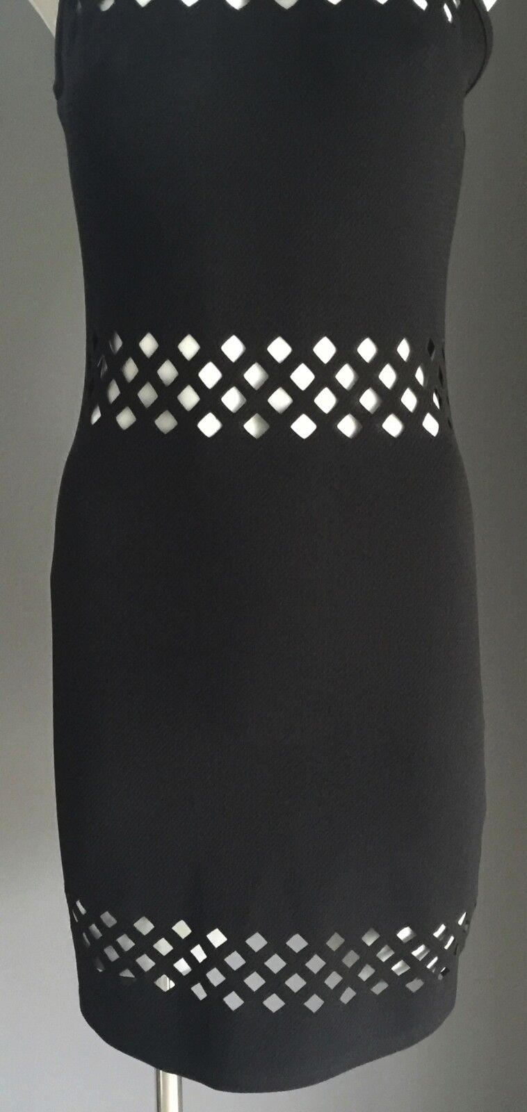 CHICABOOTI  Stretchy Pencil Dress w cutouts  Sassy Black Ladies Sz 8 Sexy NEW