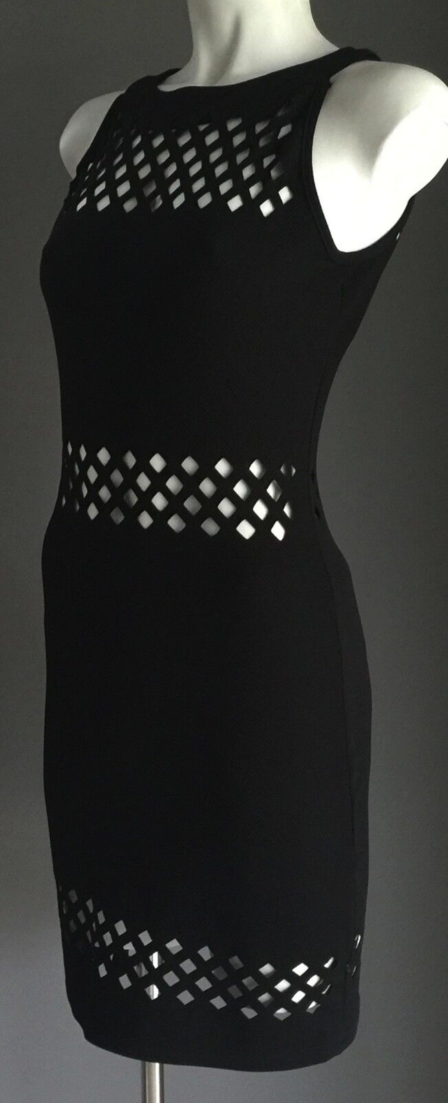 CHICABOOTI  Stretchy Pencil Dress w cutouts  Sassy Black Ladies Sz 8 Sexy NEW