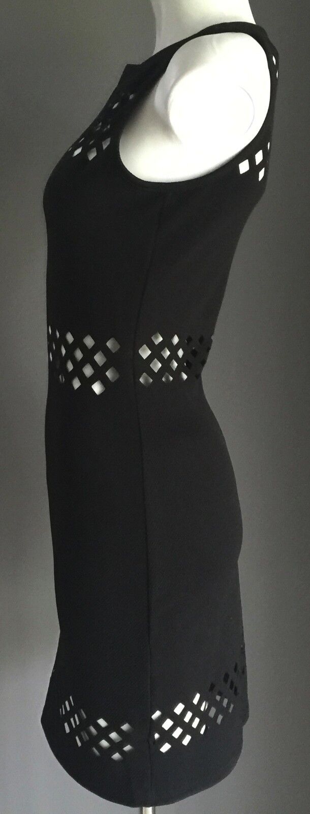 CHICABOOTI  Stretchy Pencil Dress w cutouts  Sassy Black Ladies Sz 8 Sexy NEW