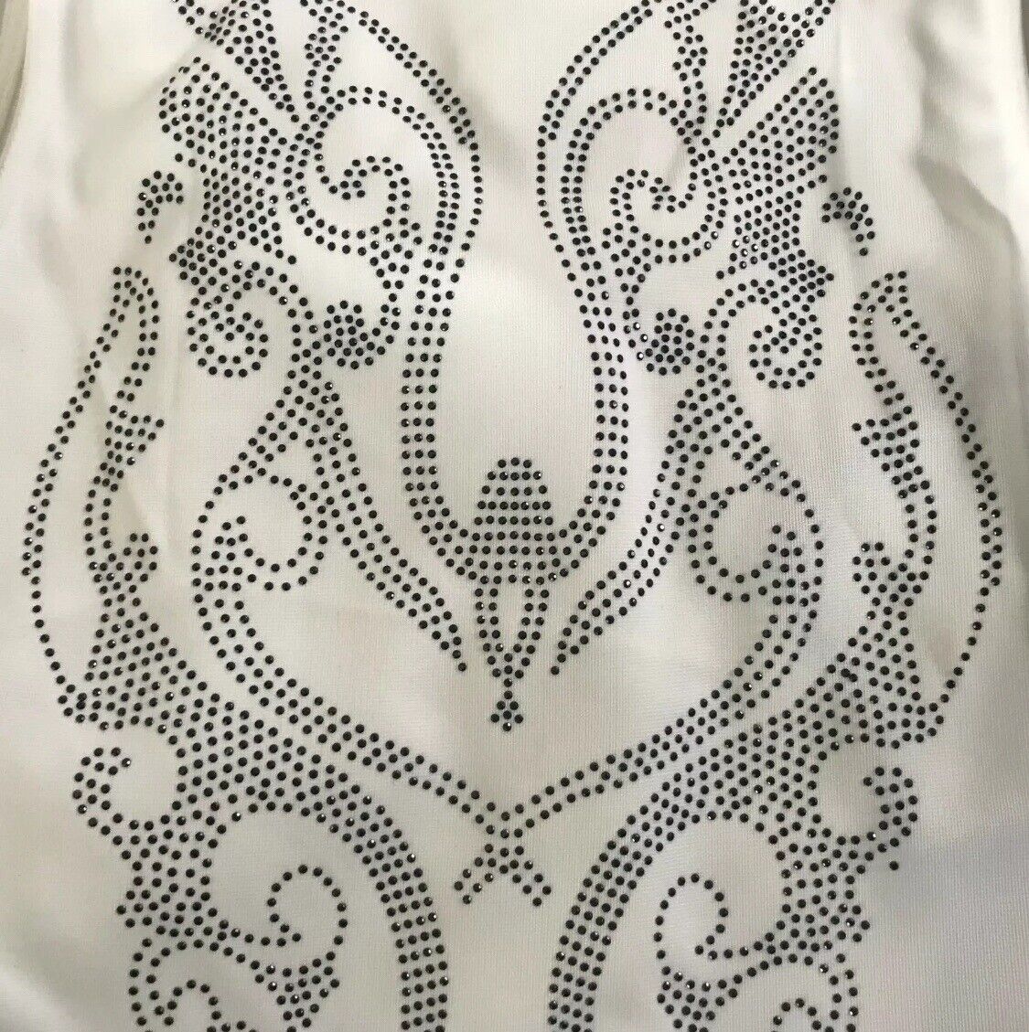 CHICABOOTI  Bodycon Dress Sleeveless Stretch Black Studs White Black Trim M 10