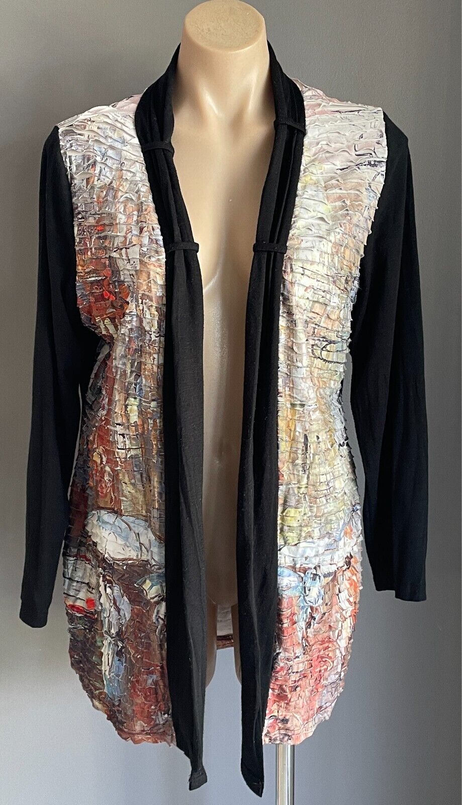 PERSON-ELLE Sleeveless Top Multicolour Tier Print Size M 12 14 Plain Black Back