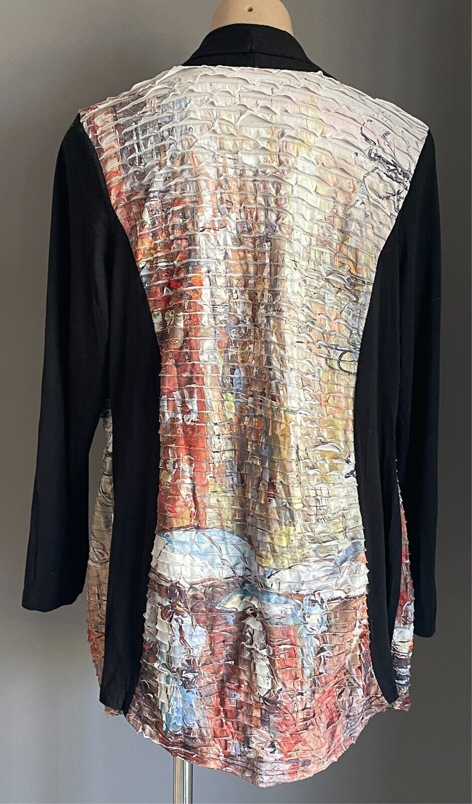 PERSON-ELLE Sleeveless Top Multicolour Tier Print Size M 12 14 Plain Black Back