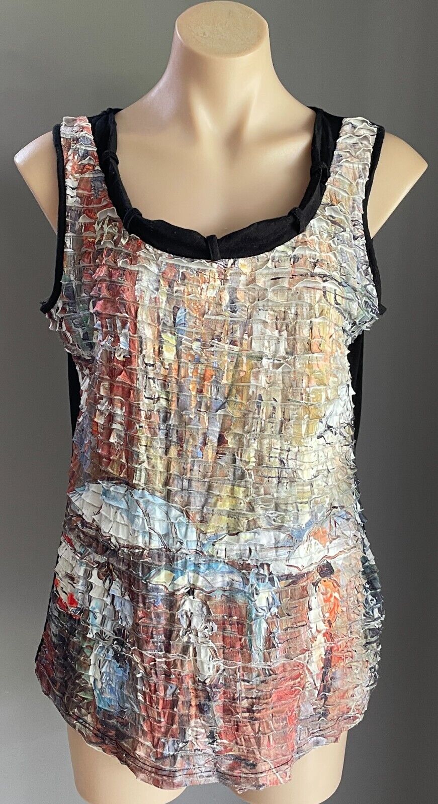PERSON-ELLE Multicolour Tier Print Long Sleeve Open Jacket Size M 12 Black Trim