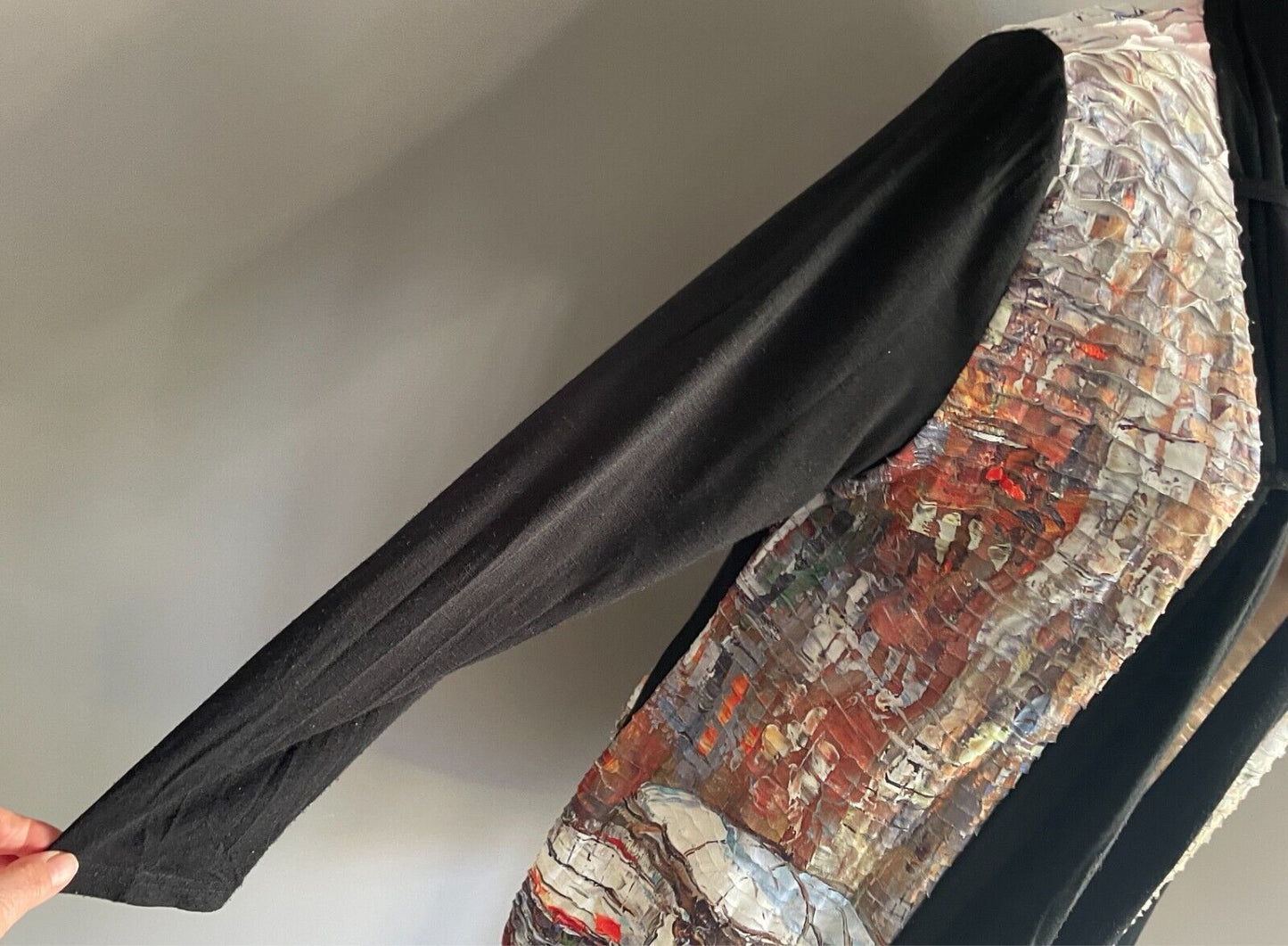 PERSON-ELLE Multicolour Tier Print Long Sleeve Open Jacket Size M 12 Black Trim