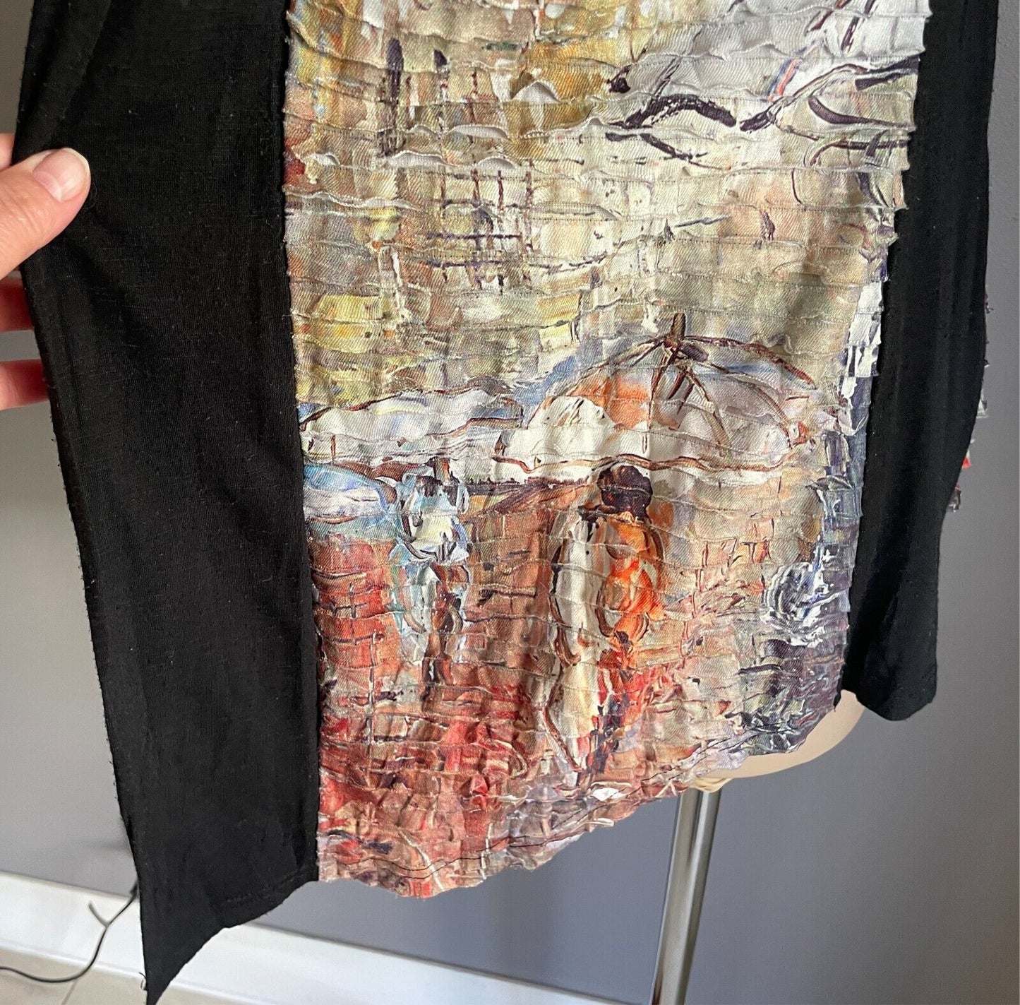 PERSON-ELLE Multicolour Tier Print Long Sleeve Open Jacket Size M 12 Black Trim