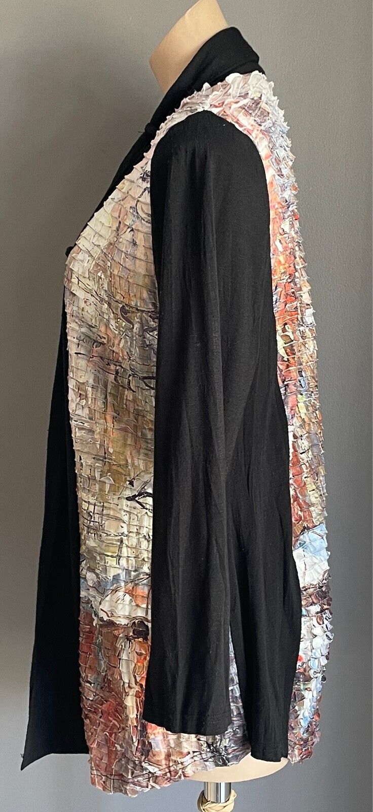 PERSON-ELLE Multicolour Tier Print Long Sleeve Open Jacket Size M 12 Black Trim