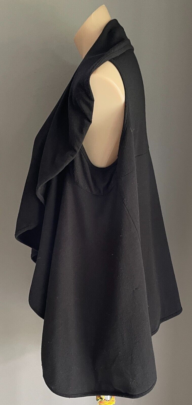 CHICABOOTI Drape Jacket Black Size 12 Sleeveless Jersey Knit Stretch Fabric
