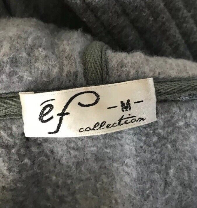 EF COLLECTION Hooded Jacket Grey Single Breasted Long Sleeve Size M 12 Waist Tie
