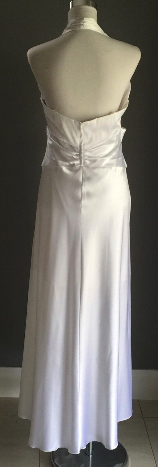 MR K WEDDING DRESS White Satin Halter Neck GOWN or Debutante Gown Size 14 NEW