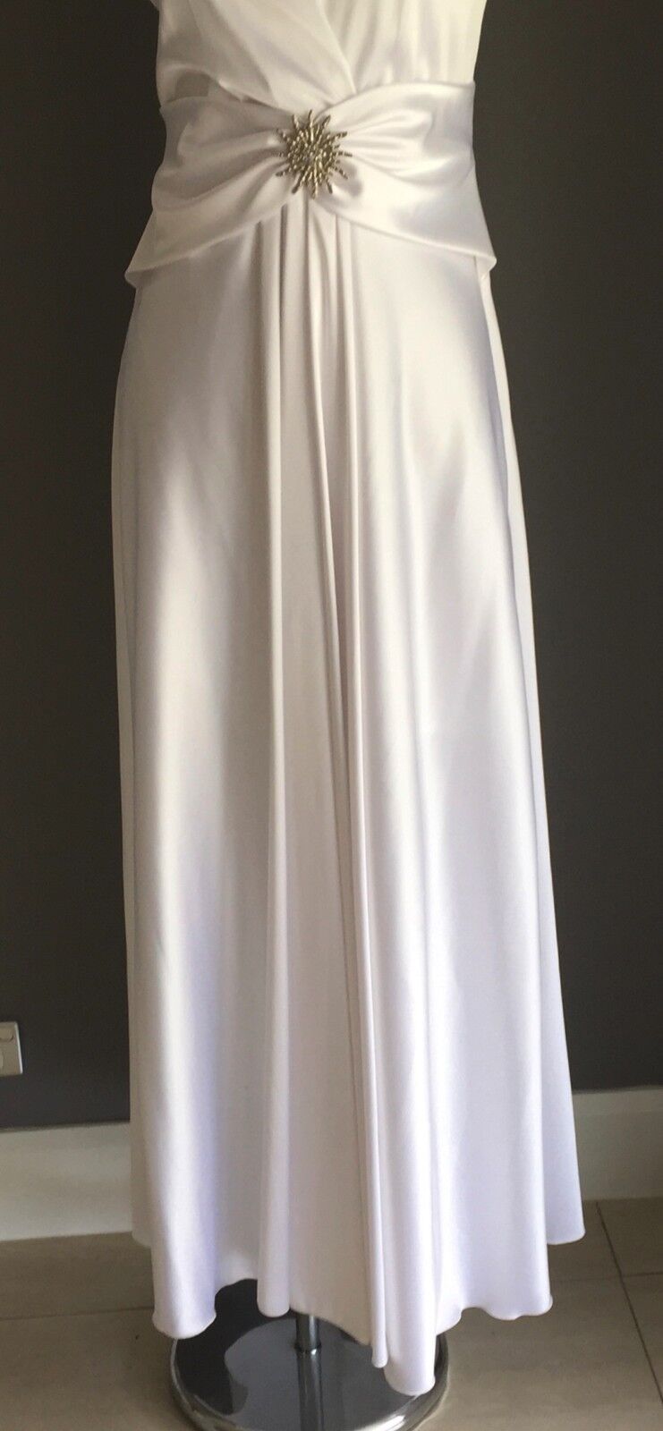 MR K WEDDING DRESS White Satin Halter Neck GOWN or Debutante Gown Size 14 NEW