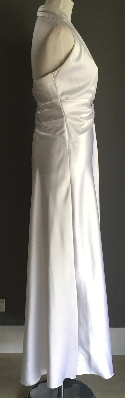MR K WEDDING DRESS White Satin Halter Neck GOWN or Debutante Gown Size 14 NEW